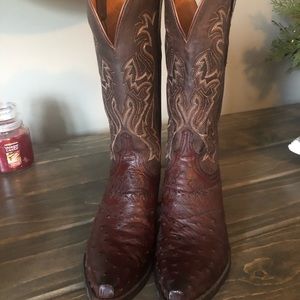 Lucchese Leather Ostrich Western Boots